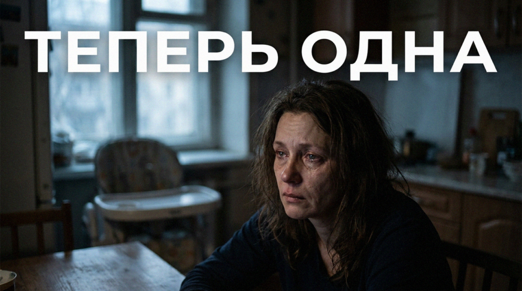 Грустная женщина обнимает маленького ребенка в пустой комнате, оставшись одна после ухода мужа из семьи.